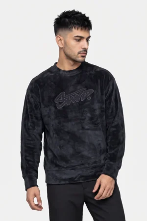 STWD. Velour Oversized Sweatshirt — Black